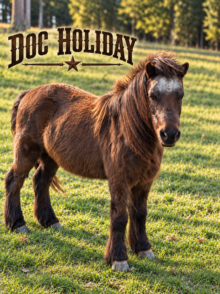 Doc Holiday facing the camera, with his name in Western lettering.