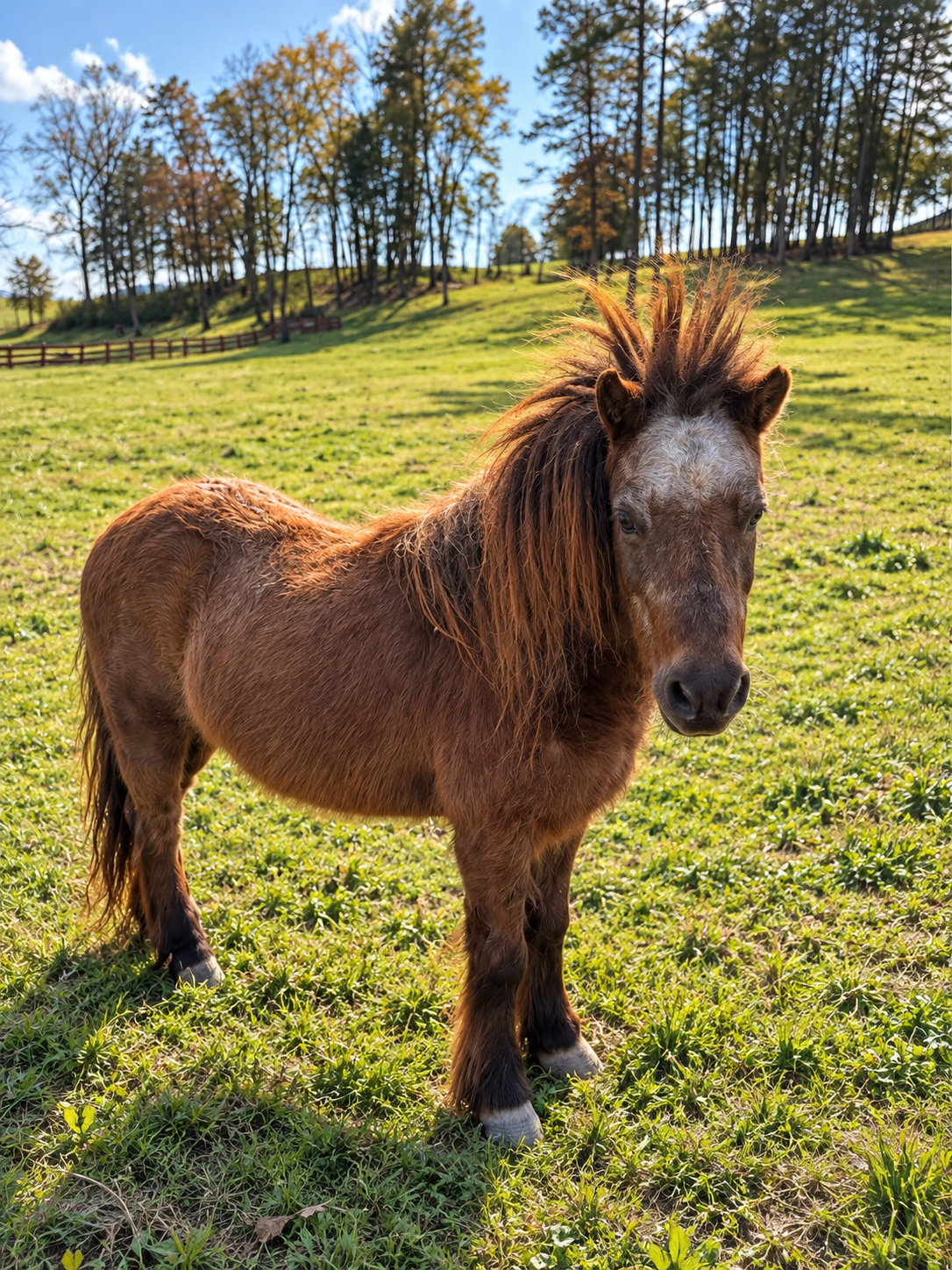 Doc Holiday in the sunny ranch pasture.
