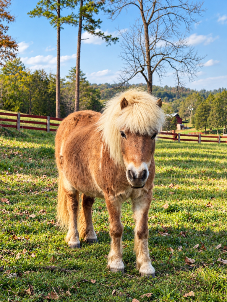 Elvira facing the camera in the ranch pasture.