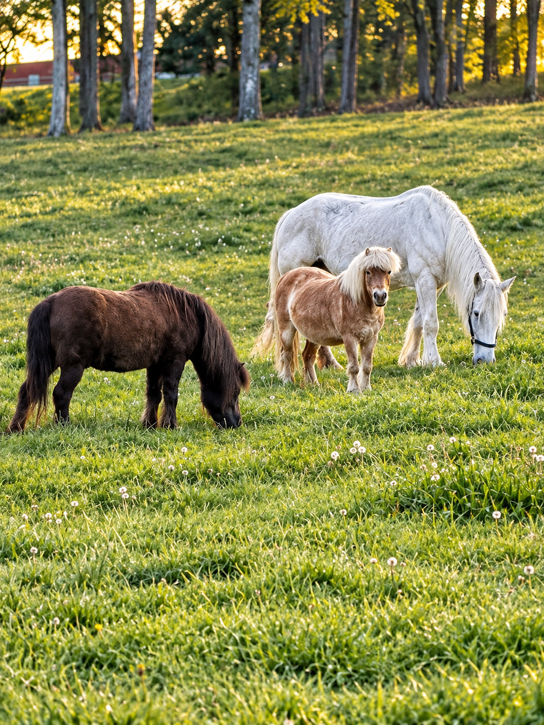 Doc Holiday, Elvira, and Luna-Bell together in the pasture.